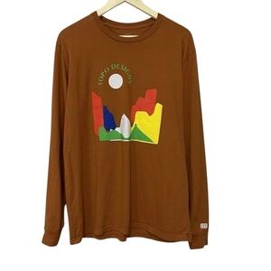 Topo Designs Large Shirt Organic Cotton Long Sleeve Graphic Tee Clay